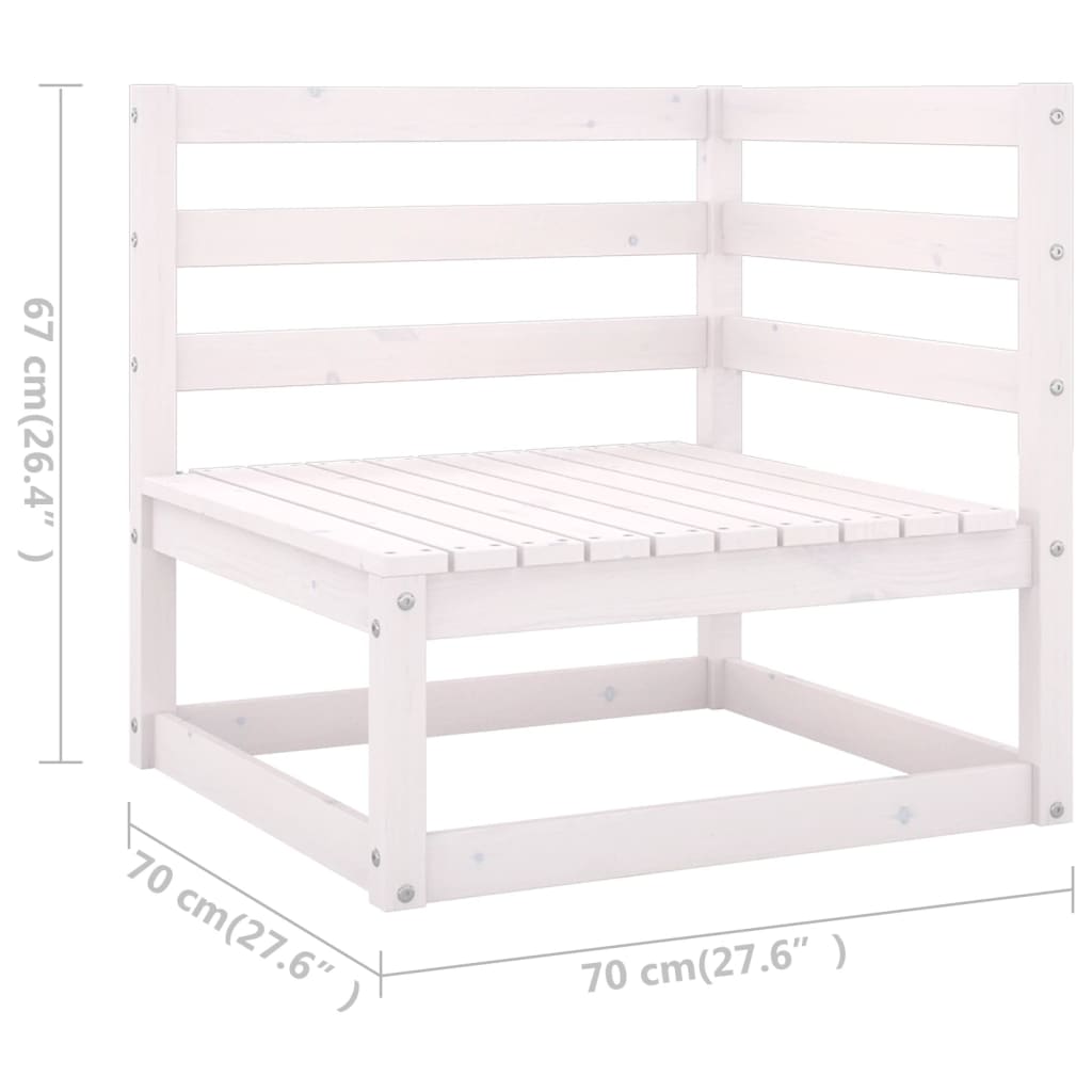 9-tlg. Garten-Lounge-Set mit Kissen Weiss Kiefer Massivholz